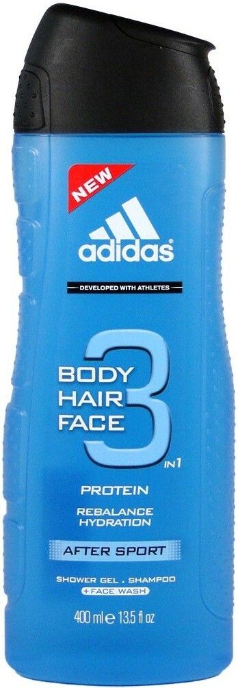 ADIDAS BODY HAIR FACE 3 IN AFTER SPORT SHOWER GEL DOUCHEGEL FLACON 400 ML