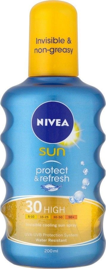 鍔 ledematen reactie NIVEA SUN PROTECT & REFRESH SPF 30 ZONNEBRAND SPRAY 200 ML