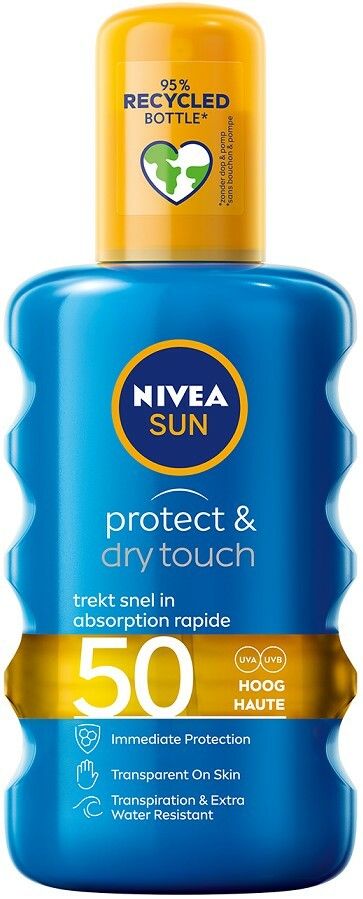 geleider Symptomen verkouden worden NIVEA SUN PROTECT & DRY TOUCH INVISIBLE SPF 50 ZONNEBRAND SPRAY 200 ML