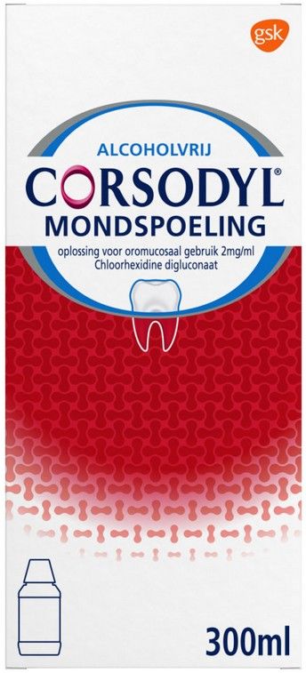 Productie afbetalen sociaal CORSODYL MONDSPOELING FLACON 300 ML