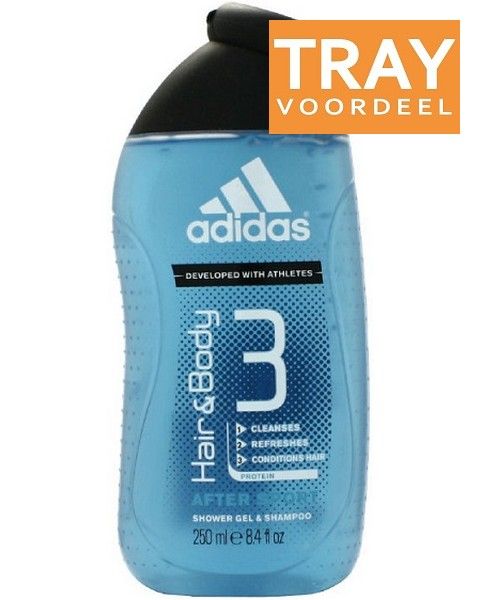 ADIDAS HAIR BODY AFTER SPORT SHOWER GEL SHAMPOO TRAY 6 X 250 ML