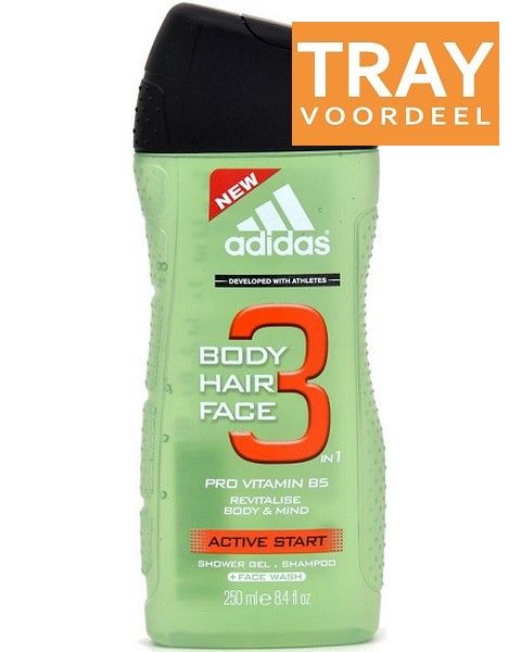 ADIDAS ACTIVE START SHOWER GEL DOUCHEGEL TRAY 6 X 250 ML