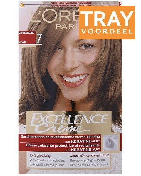 Grof Gemiddeld schaal L'OREAL EXCELLENCE CREME 7 MIDDENBLOND HAARVERF DOOS 30 X 1 STUK