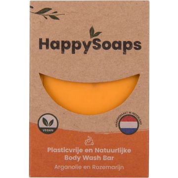 HAPPYSOAPS ARGANOLIE EN ROZEMARIJN BODY WASH BAR DOOSJE 100 GRAM