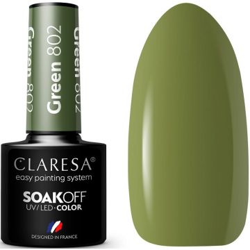 CLARESA COLOR SOAK OFF GREEN 802 UV/LED GELLAK 5 GRAM