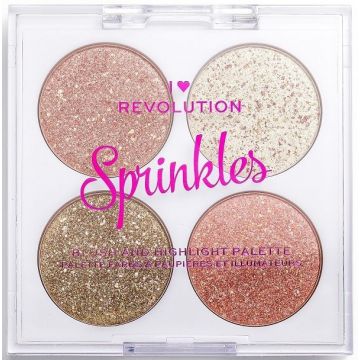 MAKEUP REVOLUTION SPRINKLES CONFETTI COOKIE BLUSH &amp; HIGHLIGHT PALETTE DOOSJE 6 GRAM