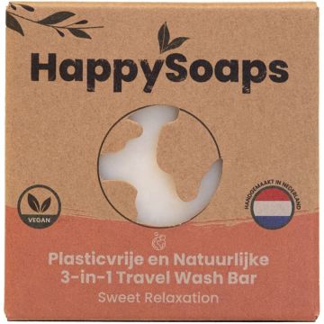 HAPPYSOAPS SWEET RELAXATION 3 IN 1 TRAVEL WASH BAR DOOSJE 40 GRAM