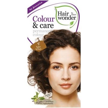 HAIR WONDER COLOUR & CARE PERMANENT COLOUR 5 LIGHT BROWN HAARVERF 100 ML