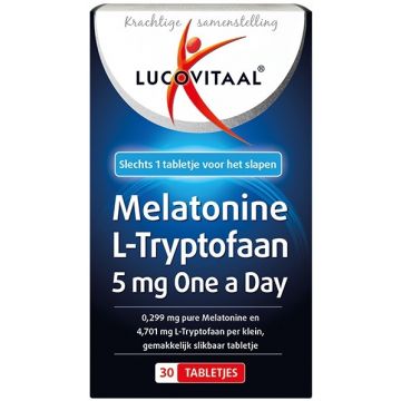 LUCOVITAAL MELATONINE L-TRYPTOFAAN 5 MG ONE A DAY TABLETJES DOOSJE 30 STUKS