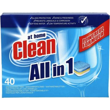 AT HOME CLEAN ALL-IN 1 VAATWASTABLETTEN PAK 40 STUKS