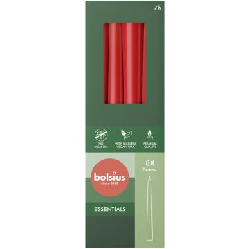BOLSIUS ESSENTIAL 245 X 24 MM GOTISCHE KAARS (ROOD) 8 STUKS