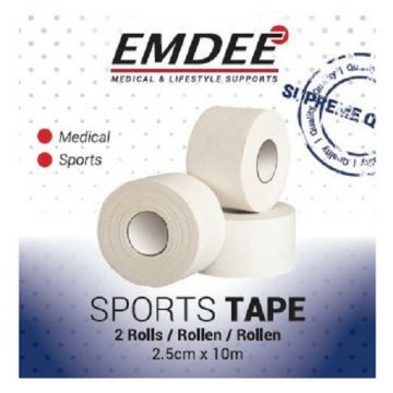 EMDEE SPORTTAPE 10M X 2,5 CM DUO WIT DOOSJE 2 STUKS