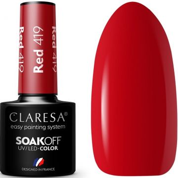 CLARESA COLOR SOAK OFF RED 419 UV/LED GELLAK 5 GRAM