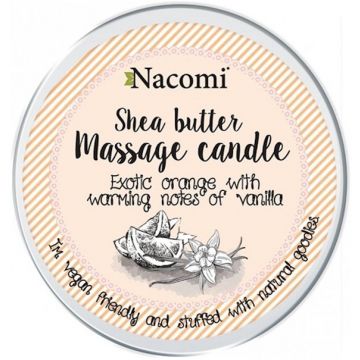 NACOMI SHEA BUTTER MASSAGE CANDLE EXOTIC ORANGE WITH VANILLA POT 150 GRAM