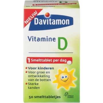 DAVITAMON VITAMINE D (DAVITAMON) VITAMINE D VOOR KINDEREN SMELTTABLETJES DOOSJE 50 STUKS