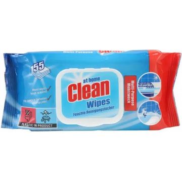AT HOME CLEAN WIPES SCHOONMAAKDOEKJES PAK 55 STUKS