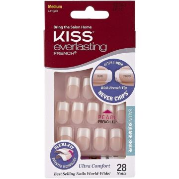 KISS EVERLASTING FRENCH PEARL TIP MEDIUM LENGTH NEPNAGELS 28 STUKS