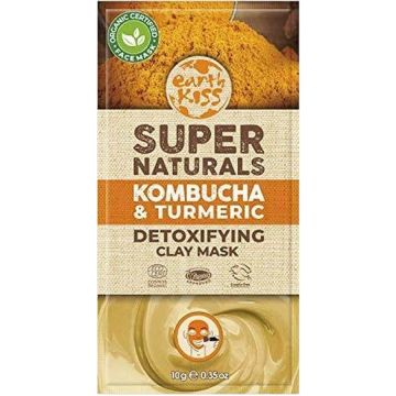 EARTH KISS SUPER NATURALS (EARTH KISS) SUPER NATURALS KOMBUCHA & TURMERIC DETOXIFYING CLAY MASK GEZICHTSMASKER ZAKJE 10 ML
