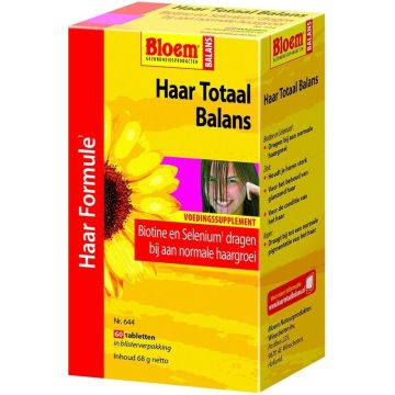 BLOEM HAAR TOTAAL BALANS HAAR FORMULE TABLETTEN DOOSJE 60 STUKS