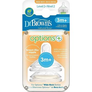 DR. BROWN'S NATURAL FLOW OPTIONS+ (DR. BROWN'S) OPTIONS+ BREDE HALS FASE 2 3M+ SPENEN 2 STUKS