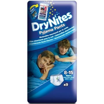 HUGGIES DRY NITES PYJAMA PANTS 8-15 JAAR (JONGENS) PAK 9 STUKS