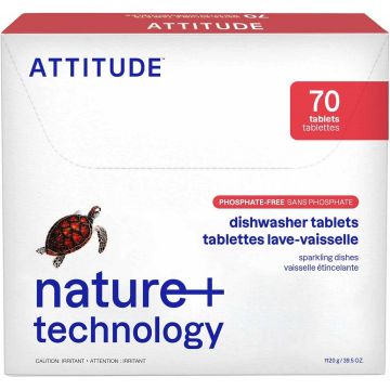 ATTITUDE NATURE+ TECHNOLOGY PHOSPHATE-FREE DISHWASHER TABLETS VAATWASTABLETTEN 70 STUKS