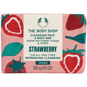 THE BODY SHOP STRAWBERRY CLEANSING FACE & BODY BAR ZEEPBLOK ZAKJE 100 GRAM