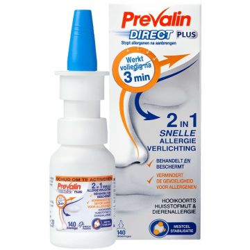 PREVALIN DIRECT PLUS 2 IN 1 SNELLE ALLERGIE VERLICHTING SPRAY 20 ML