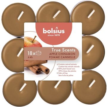 BOLSIUS TRUE SCENTS APPLE CINNAMON THEELICHTEN 18 STUKS