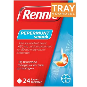 RENNIE PEPERMUNT KAUWTABLETTEN TRAY 288 X 24 STUKS