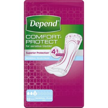 DEPEND COMFORT PROTECT NORMAL PLUS VERBAND PAK 12 STUKS