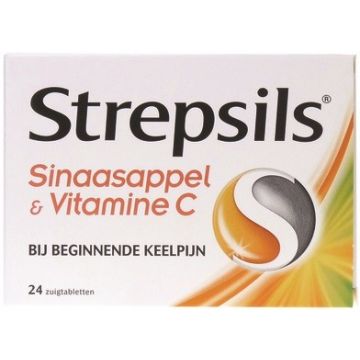 STREPSILS SINAASAPPEL & VITAMINE C BIJ BEGINNENDE KEELPIJN ZUIGTABLETTEN DOOSJE 24 STUKS