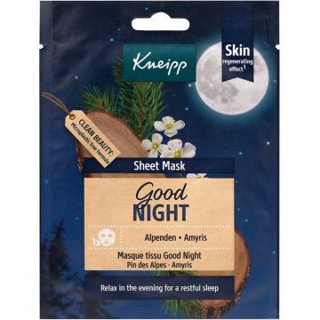 KNEIPP GOOD NIGHT (KNEIPP) GOOD NIGHT ALPENDEN & AMYRIS SHEET MASK GEZICHTSMASKER ZAKJE 1 STUK
