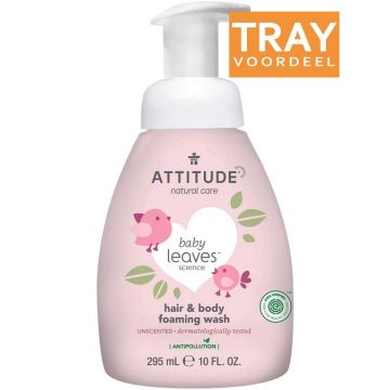 ATTITUDE BABY LEAVES UNSCENTED HAIR & BODY FOAMING WASH BABY DOUCHESCHUIM 6 X 295 ML