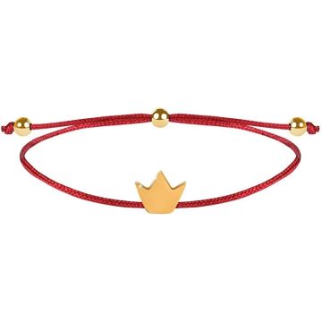TROLI RODE/GOUDEN ARMBAND MET KROON 1 STUK