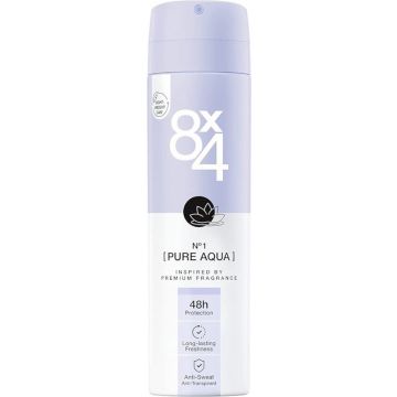 8X4 NO. 1 PURE AQUA DEODORANT SPRAY SPUITBUS 150 ML