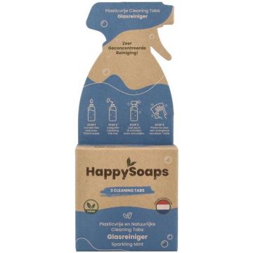 HAPPYSOAPS SPARKLING MINT CLEANING TABS GLASREINIGER DOOSJE 3 STUKS