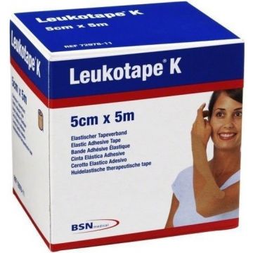 LEUKOTAPE K 5 CM X 5 M HUIDELASTISCHE THERAPEUTISCHE TAPE (BLANK) DOOSJE 1 STUK