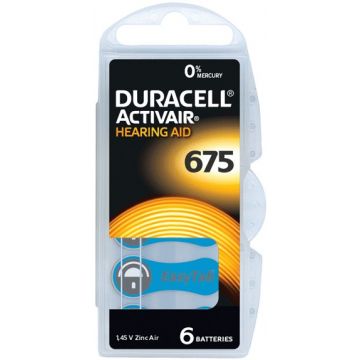 DURACELL EASYTAB ACTIVAIR (DURACELL) EASYTAB ACTIVAIR HEARING AID 675 GEHOORBATTERIJ PAK 6 STUKS