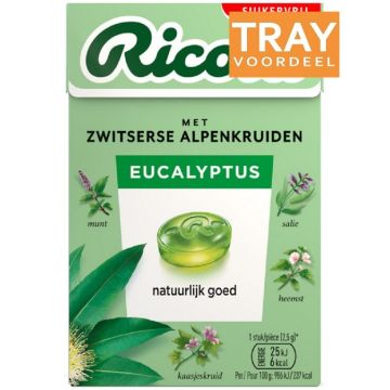 RICOLA EUCALYPTUS SUIKERVRIJ KRUIDENPASTILLES TRAY 20 X 50 GRAM