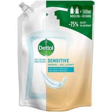 DETTOL SENSITIVE WASGEL HANDZEEP (NAVULLING) ZAK 500 ML