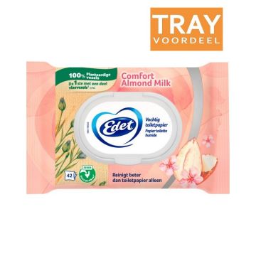 EDET COMFORT ALMOND MILK VOCHTIG TOILETPAPIER TRAY 7 X 42 STUKS