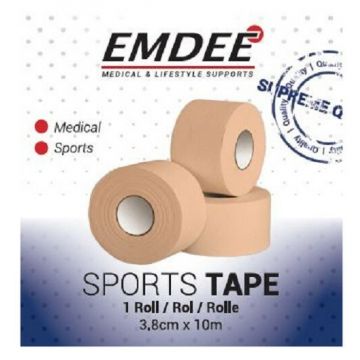 EMDEE SPORTTAPE 10 M X 3,8 CM SINGLE HUIDSKLEUR DOOSJE 1 STUK