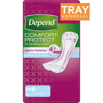 DEPEND COMFORT PROTECT NORMAL PLUS VERBAND TRAY 6 X 12 STUKS