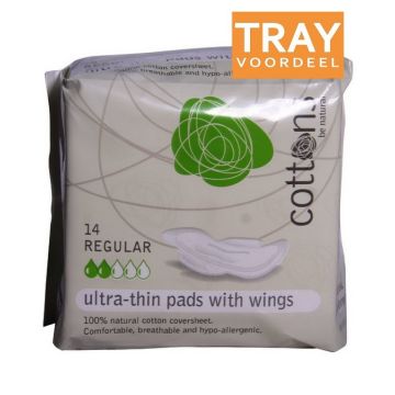 COTTONS REGULAR ULTRA THIN PADS WITH WINGS MAANDVERBAND TRAY 48 X 14 STUKS