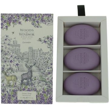 WOODS OF WINDSOR LAVENDER (WOODS OF WINDSOR) LAVENDER LUXURY SOAP ZEEPBLOK DOOSJE 3 X 60 GRAM