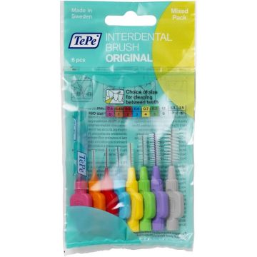 TEPE ORIGINAL INTERDENTAL BRUSHES MIXED PACK TANDENRAGERS 8 STUKS