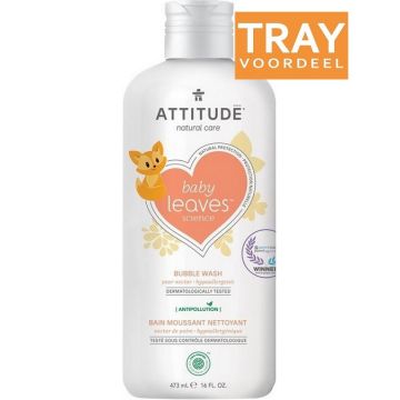 ATTITUDE BABY LEAVES PEAR NECTAR BUBBLE WASH BABY BADSCHUIM 6 X 473 ML