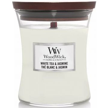 WOODWICK WHITE TEA & JASMINE GEURKAARS POT 85 GRAM