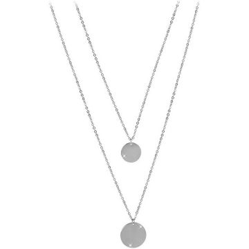 TROLI DOUBLE NECKLACE WITH ROUND STEEL PENDANTS
